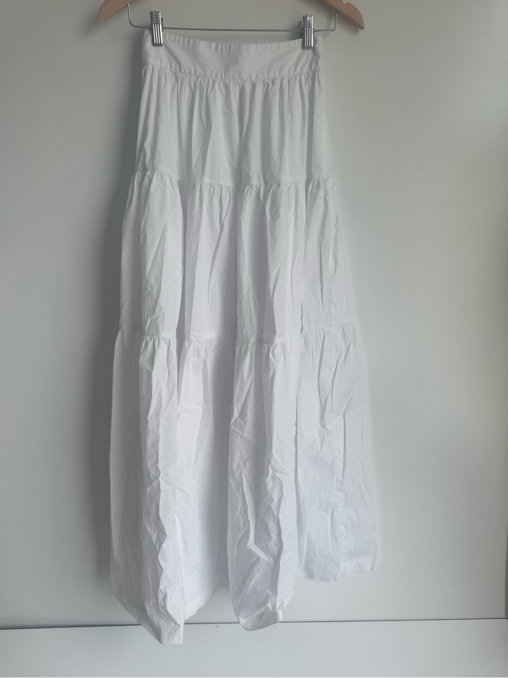 STAUD SEA MAXI SKIRT XS White Cotton Tiered Lined Preppy Coastal Luxury Aline - Picture 4 of 12